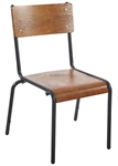 Industrial Wood and Metal Chair  with Steel Frame