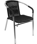 Outdoor Tan Wicker Weave Bistro Arm Chair