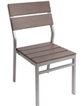 Teak Slat Soft Grey Side Chair: