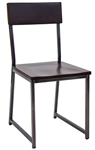 Industrial Steel Chair Walnut Wood Seat /Back