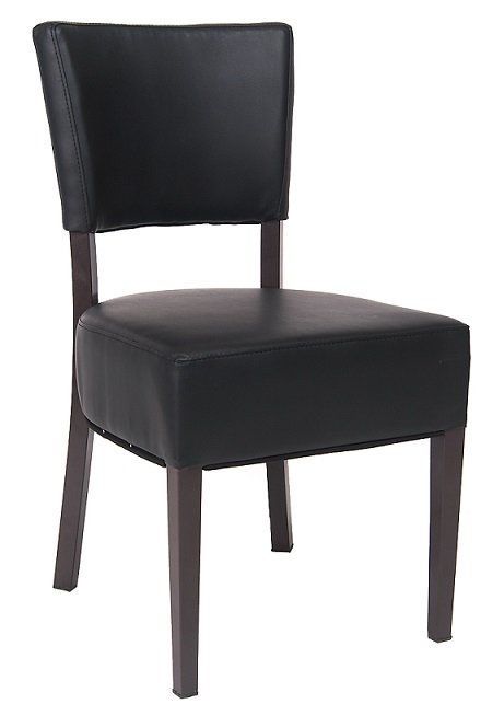 Upholstered Brown Metal  Black Vinyl Dining Chair