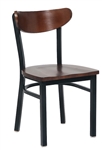 Black Metal Chair Wood Veneer Saddle Seat