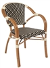 Rattan  Brown Ivory Aluminum  Bistro Arm Chair