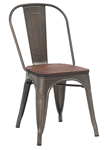 Industrial Gun Metal Chair Wood Seat