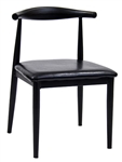 Wood Grain Black Metal Dining Chair Padded Seat