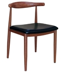 Wood Grain Metal Dining Chair Padded Seat
