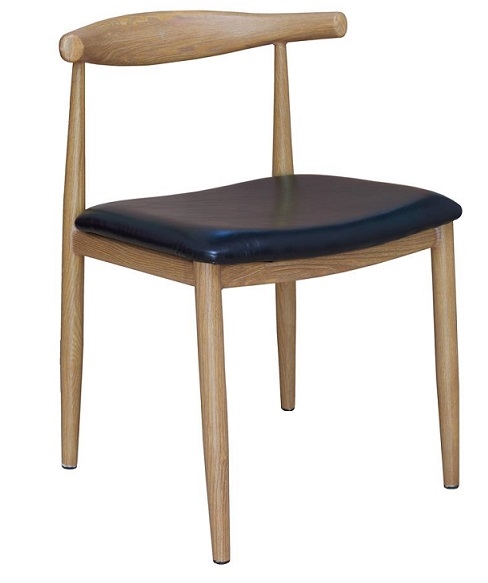 Wood Grain Metal Chair in Oak Finish