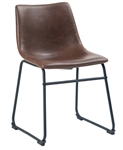 Black Metal Dining Industrial Chair Brown Cushion