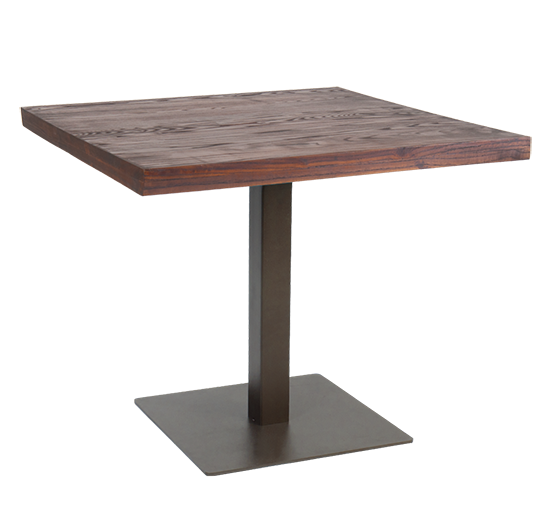 Walnut Wood  Distressed Tabletop w Square Base