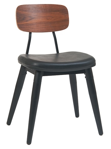 Industrial Wood Metal with  Padded Seat Chair