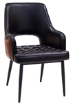 Vintage Black Metal Black Upholstered Arm Chair