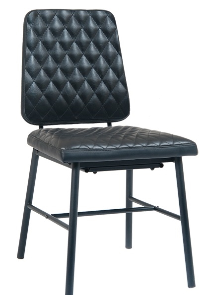 Black Metal Diamond Restaurant Padded Chair