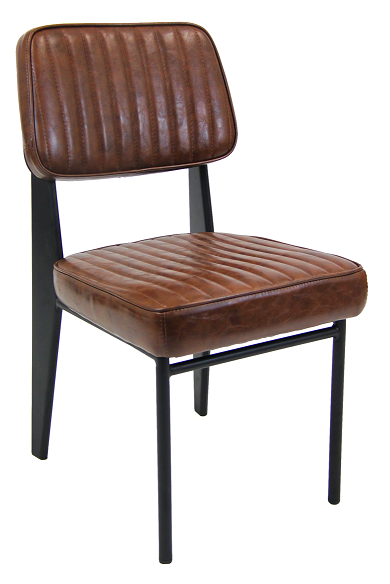 Black Metal  Frame with Brown Upholstered Chair