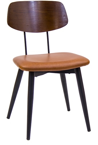Walnut Black Meta Industrial Chair w/Padded Seat