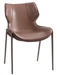 Upholstered Wood Grain Metal  Dining Chair