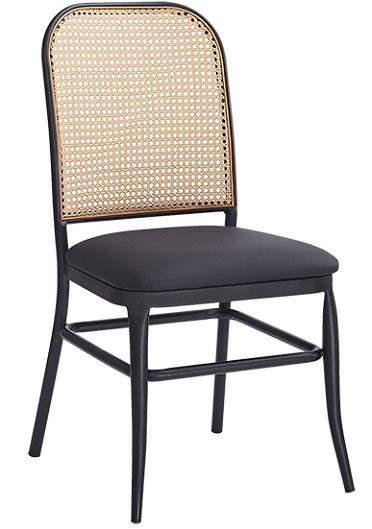 Indoor Black Metal Frame Cane Poly Chair