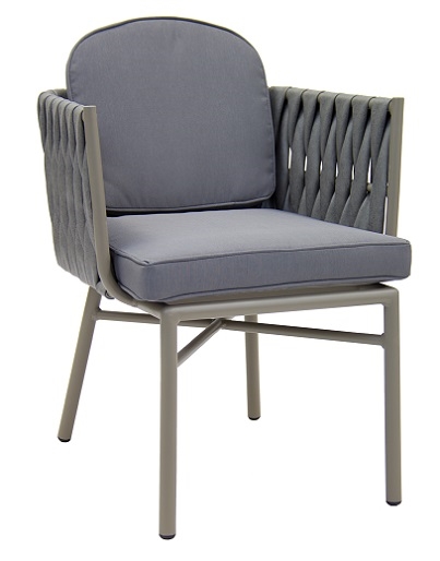 Outdoor Rope Grey Cushioned Arm Chair