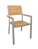 Synthetic Teak Slat Wood Arm Chair with Grey Finish @ affordable price