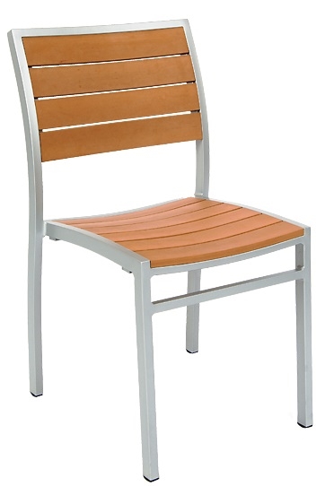 Synthetic Teak Slat Wood Ssde Chair, Affordable Teak Outdoor Furniture