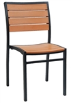 Synthetic Teak Slat Wood Side Chair with Grey Finish @ affordable price