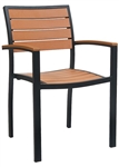 Teak Faux Slat Arm Chair with Black Frame