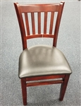 Vertical Slat Mahogany Wood Chair with Padded Seat