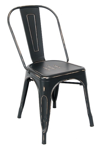 Industrial Black Gold Distressed Metal Chair