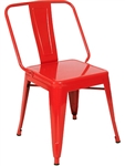 Industrial Steel Dining Chair in Red Clear or Black Finish Coating