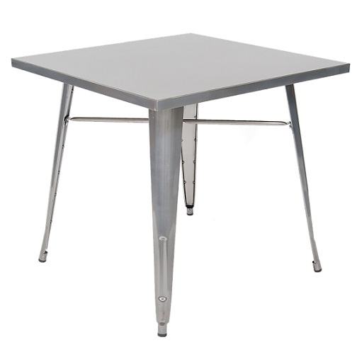 Industrial Restaurant Dining Tables in Clear Coat Silver or Black