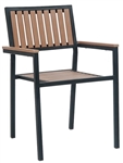 Teak Black Arm  Chair with Vertical Slats