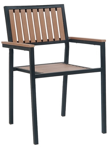 Teak Black Arm  Chair with Vertical Slats