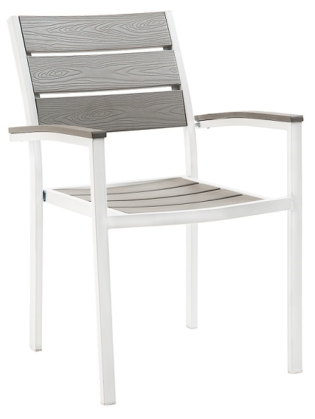 Light Grey Teak with White Frame Slat Arm Chair