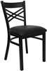 Cross Over Back Metal Chair with Padded Black Seat