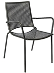 Black Mesh Iron Side Chair; Outdoor Dining Arm Chair