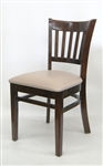 Vertical Slat Walnut Wood Dining Chair with Padded Seat