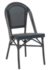 Dark Bamboo Aluminum Frame, Black Mesh with Braid Trim, Stack-able, and Foot Glides