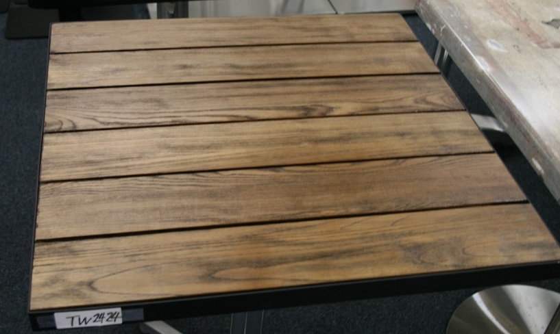 vermogen Voel me slecht long Teak Plank Wood W/ Metal Edge Tabletop