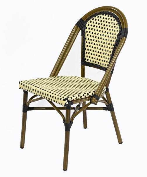 St Topaz: Parisian Rattan Creme Black Bistro Dining Chairs
