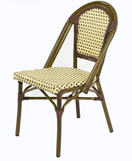 Rattan Bistro Dining Chairs: Creme/Brown