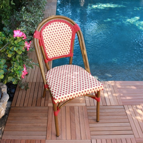 Rattan Bistro Chairs Ivory Bordeaux weave