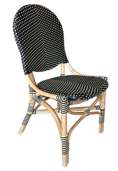 Rattan Wood Chair with Black Ivory Outdoor Weave