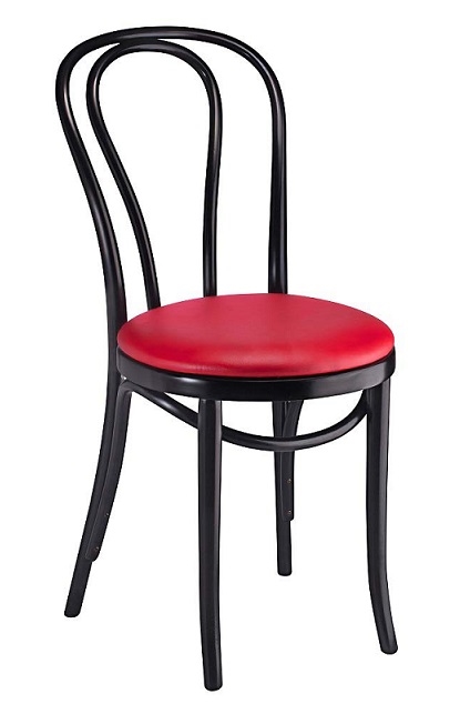 Classic Hair Pin Black Bent Wood Padded Chair