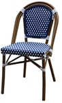 Rattan Aluminum Bistro Chair with Blue/Ivory weave