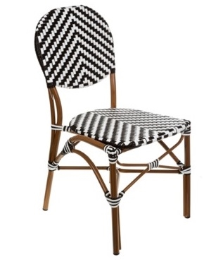 Black White Bistro Rattan Aluminum Chair