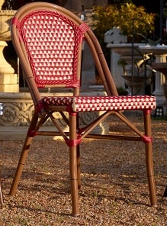 French Cafe Bistro Aluminum Chair- Burgundy Ivory