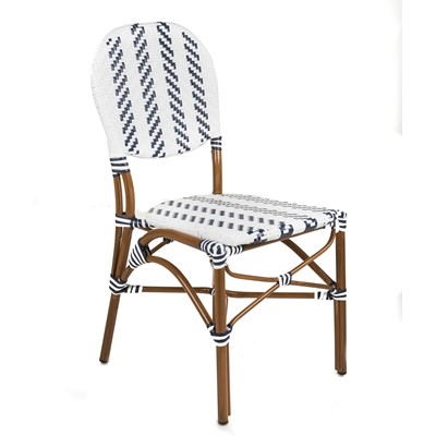 French Cafe Bistro Aluminum Chair- Navy Ivory